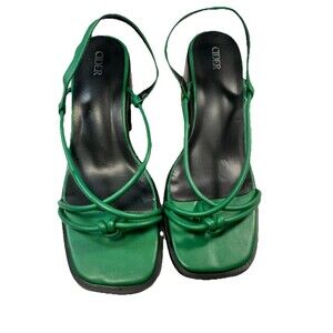 Cider Cross Strap Chunky  3 in Heel Sandal Kelly Green New Size 41 (9.5/10)